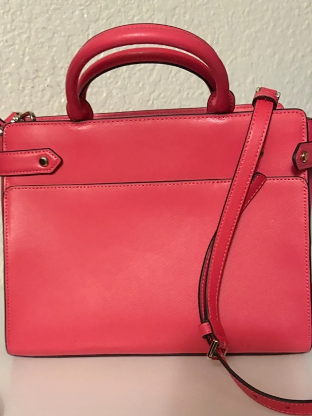 kate spade Coral Pink Saffiano Leather Satchel with Strap